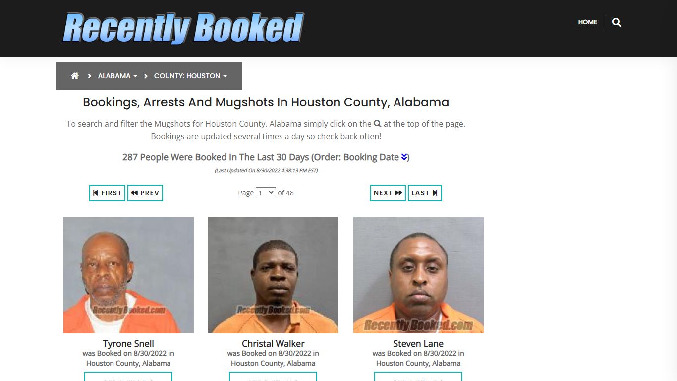 Recent bookings, Arrests, Mugshots in Houston County, Alabama