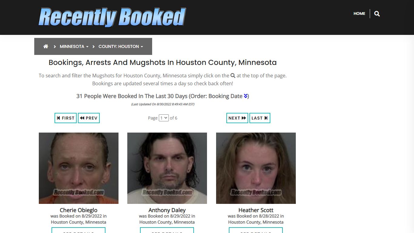 Recent bookings, Arrests, Mugshots in Houston County, Minnesota